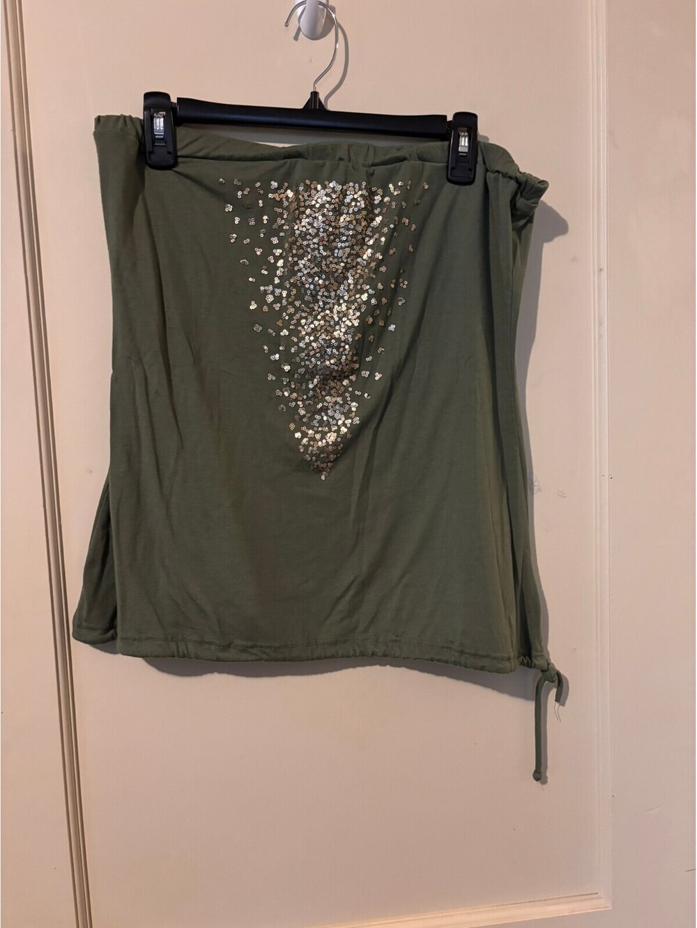 Maurices Olive Green Tube Top with Gold Sequins XL